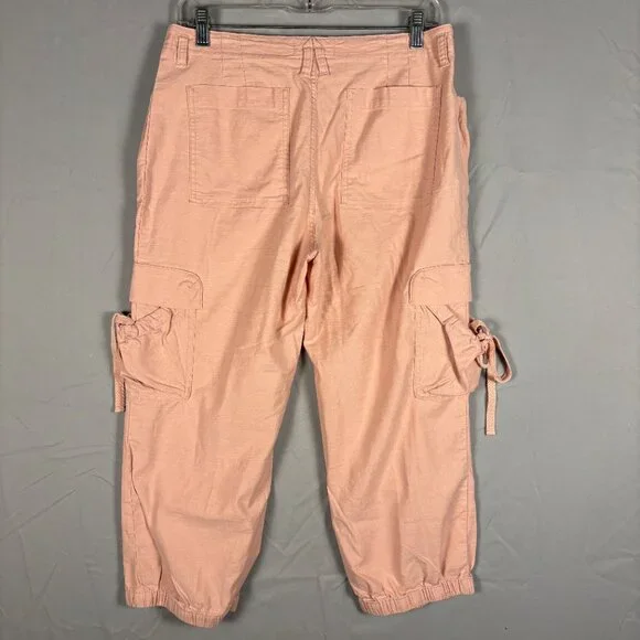 By Anthropologie Cargo Capri Pants – Dusty Pink Boho Utility Spring Casual - Picture 2 of 8
